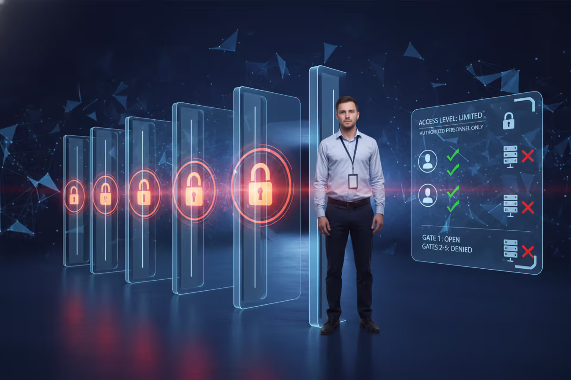 Cybersecurity least privilege concept with controlled digital access