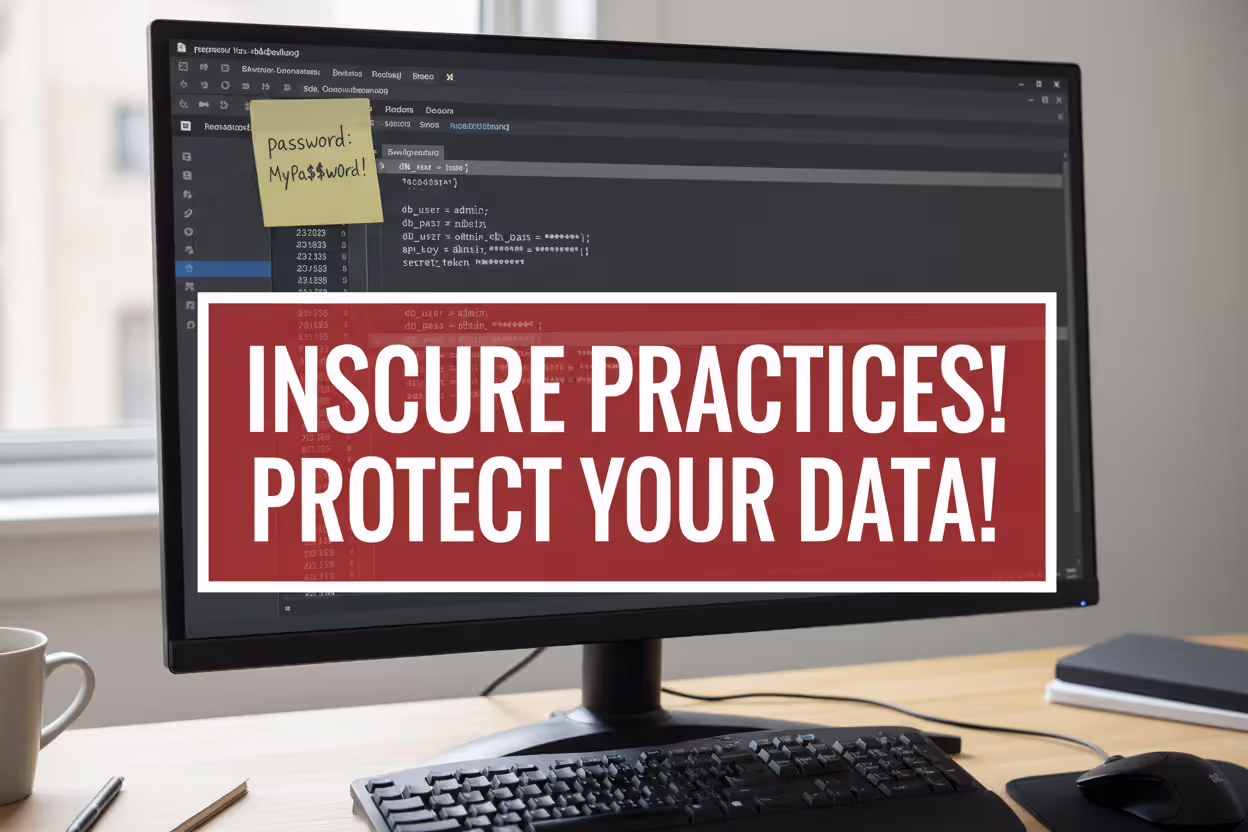 Common password security mistakes such as sticky notes and plain text storage