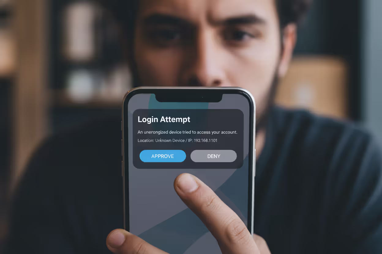 Smartphone showing MFA push notification approval request