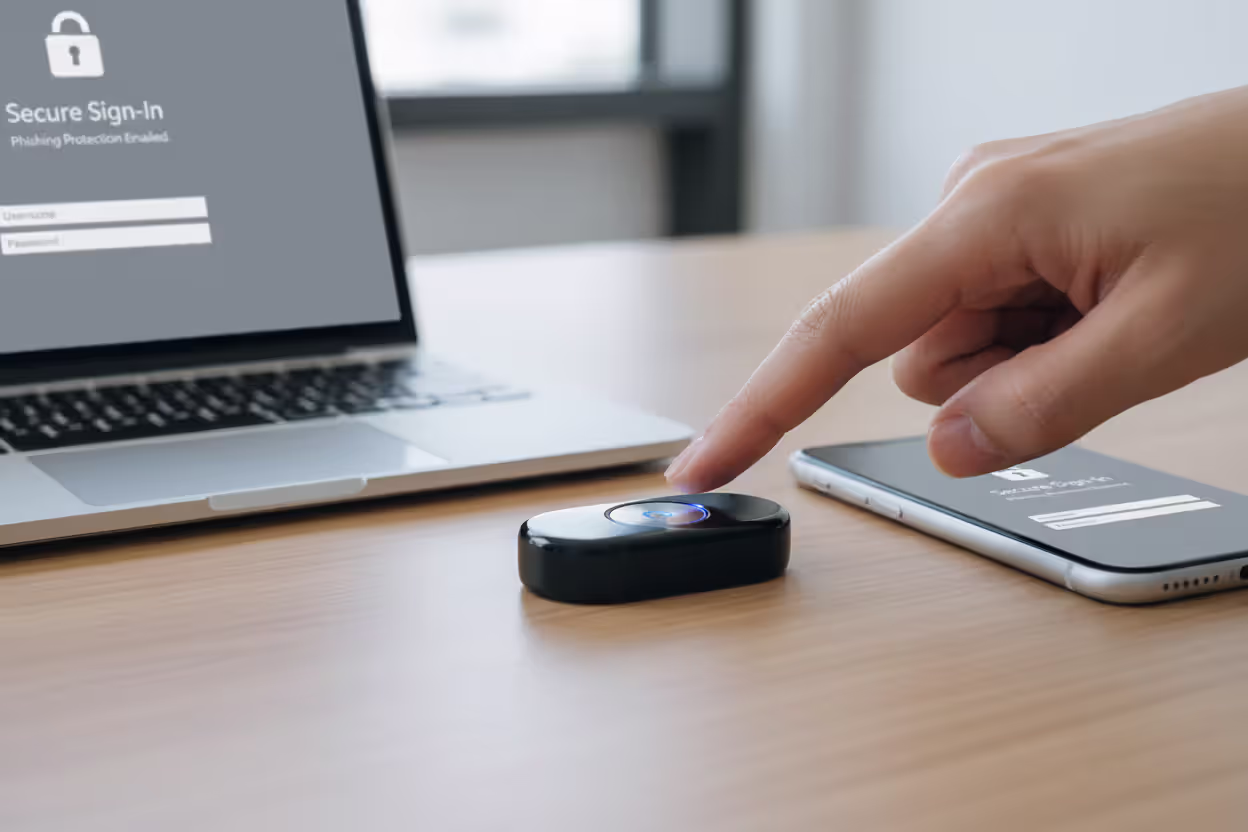 Hardware security key used for phishing-resistant authentication