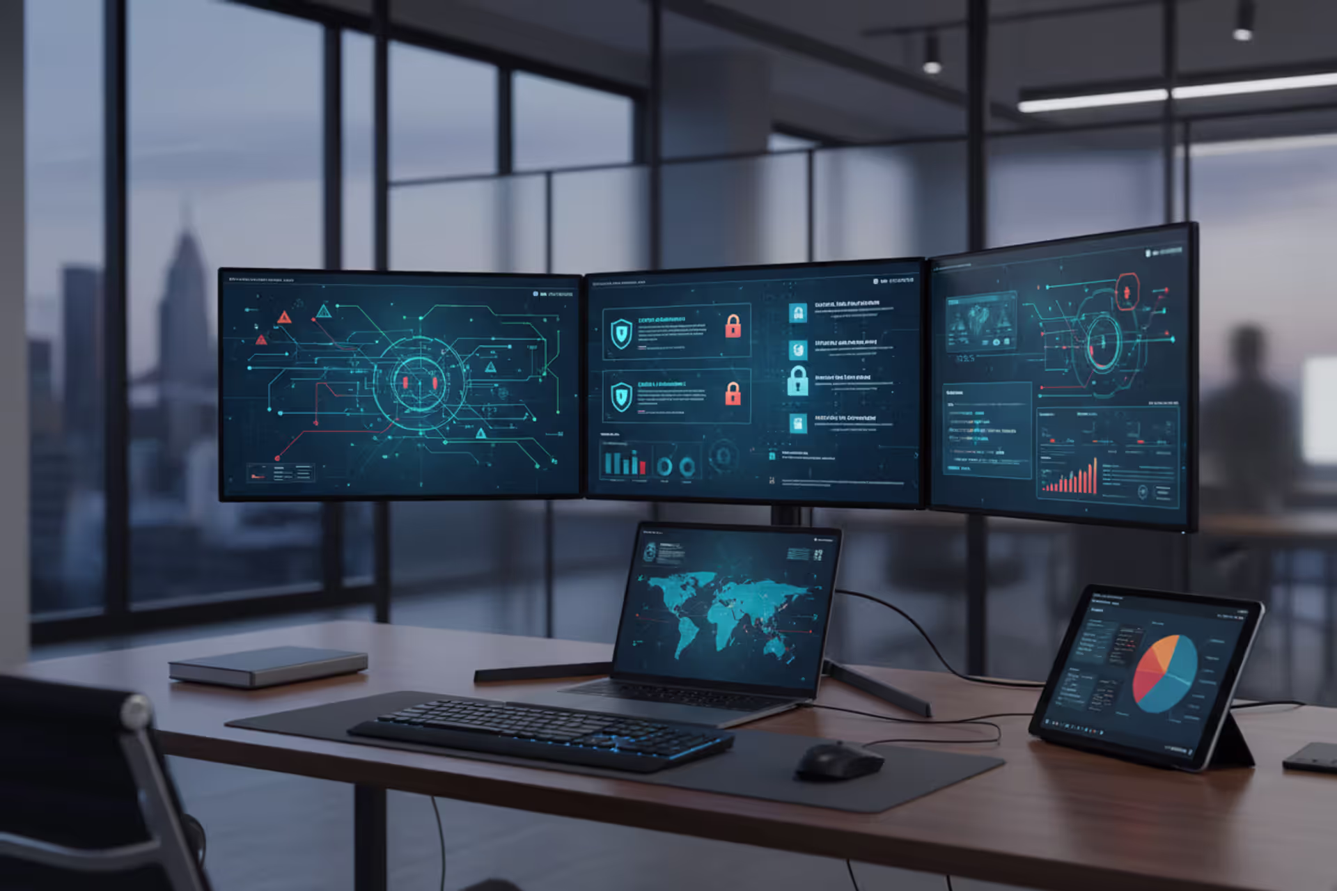 Cybersecurity risk assessment dashboard in a modern business environment