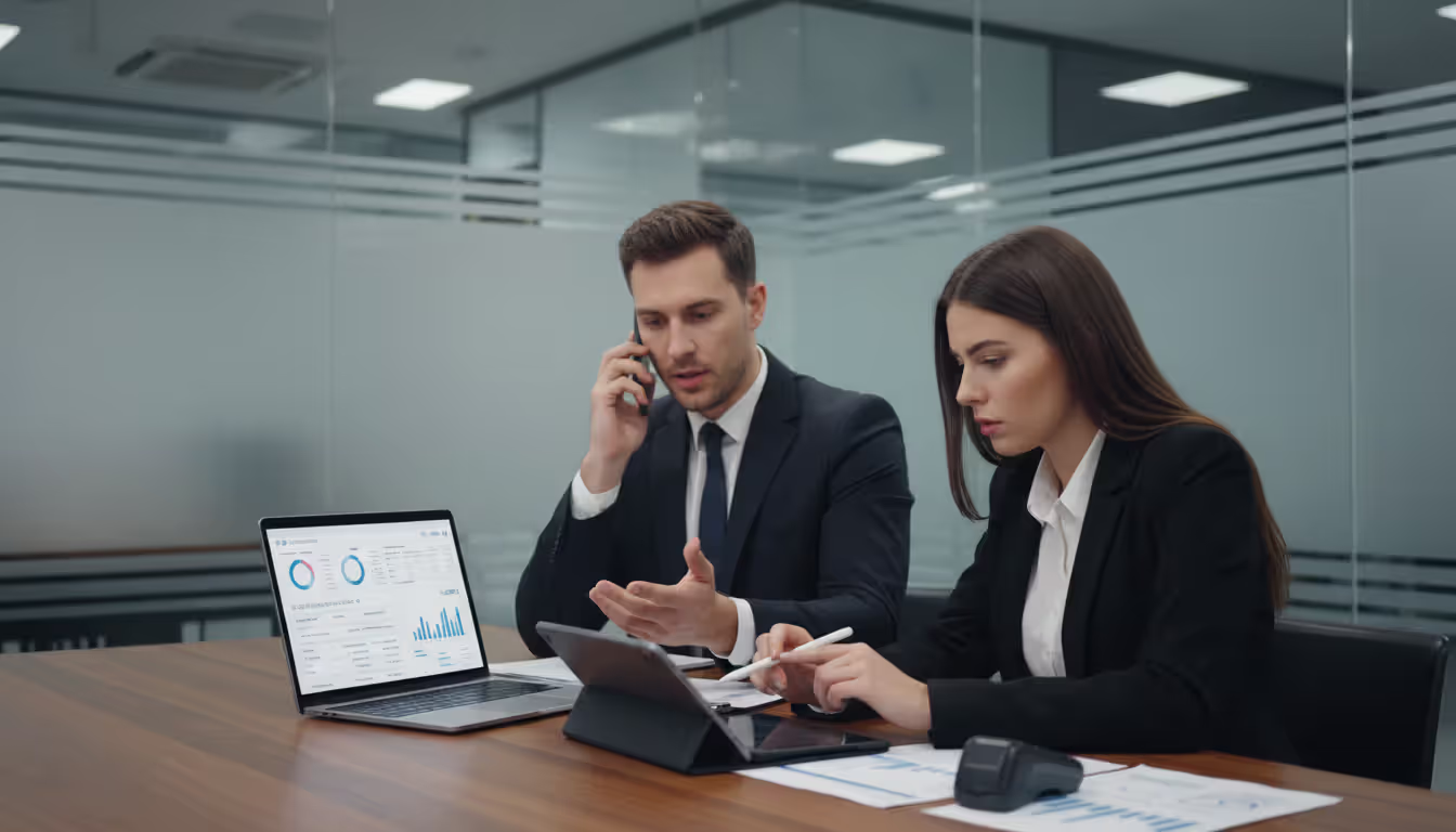 Office staff verifying a financial transaction through a secure callback procedure