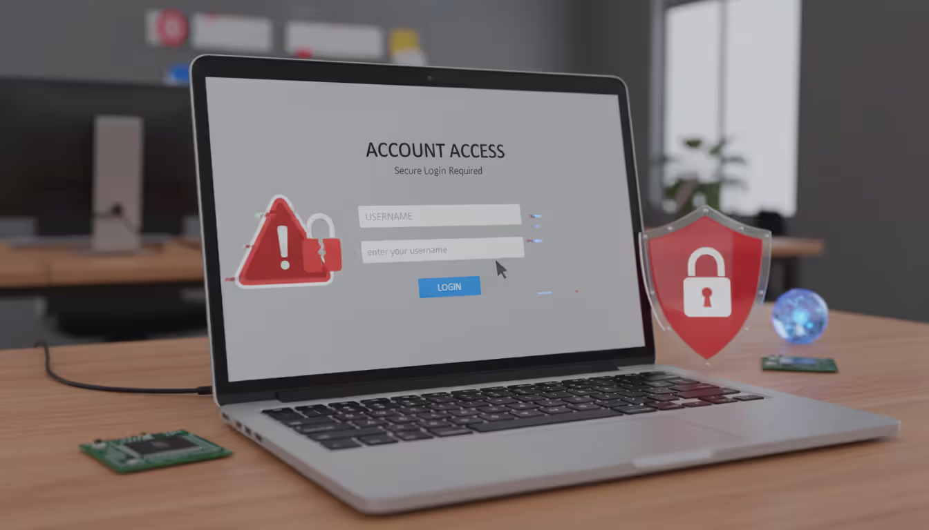 Fake login page on a laptop screen illustrating a phishing attack