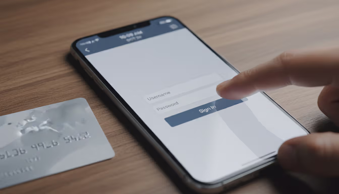 Fake mobile banking login page displayed on a smartphone screen