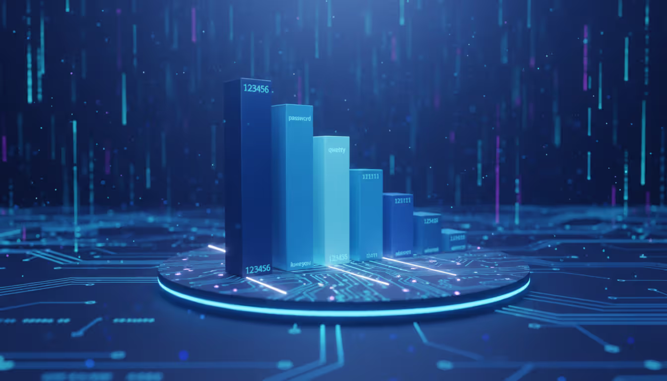 Bar chart of most common passwords, no text